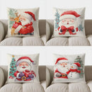 Axyaa Santa and Deer Christmas Cozy Throw Pillow Cover for Sofa, Bedroom, Car