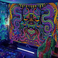 Axyaa Black Light Tapestry UV Reactive Wall Hanging Psychedelic Decor