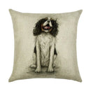 Cute Dog Watercolor Linen Cushion Cover 45*45cm - Axyaa