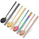 Axyaa 8-Piece Stainless Steel Cutlery Set with Korean Chopsticks, Spoons & Sushi Sticks