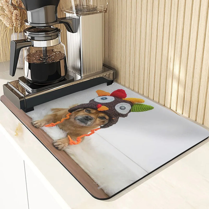 Axyaa Cute Puppy Kitchen Counter Drain Mat Set