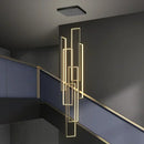 Axyaa Geometric LED Chandelier Black Gold Staircase Lighting for Luxury Living Spaces