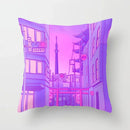 Pink Anime City Print Polyester Pillowcase 45x45cm for Bedroom Living Room by Axyaa.