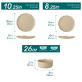 Axyaa 24-Piece Light-Brown Stoneware Dinnerware Set