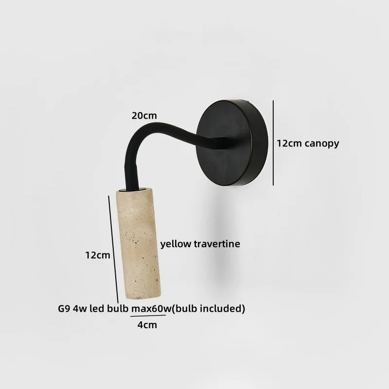 Axyaa Nordic LED Wall Lamp Bedroom Bedside Up Down Rotate Black Iron Stone Mirror Light