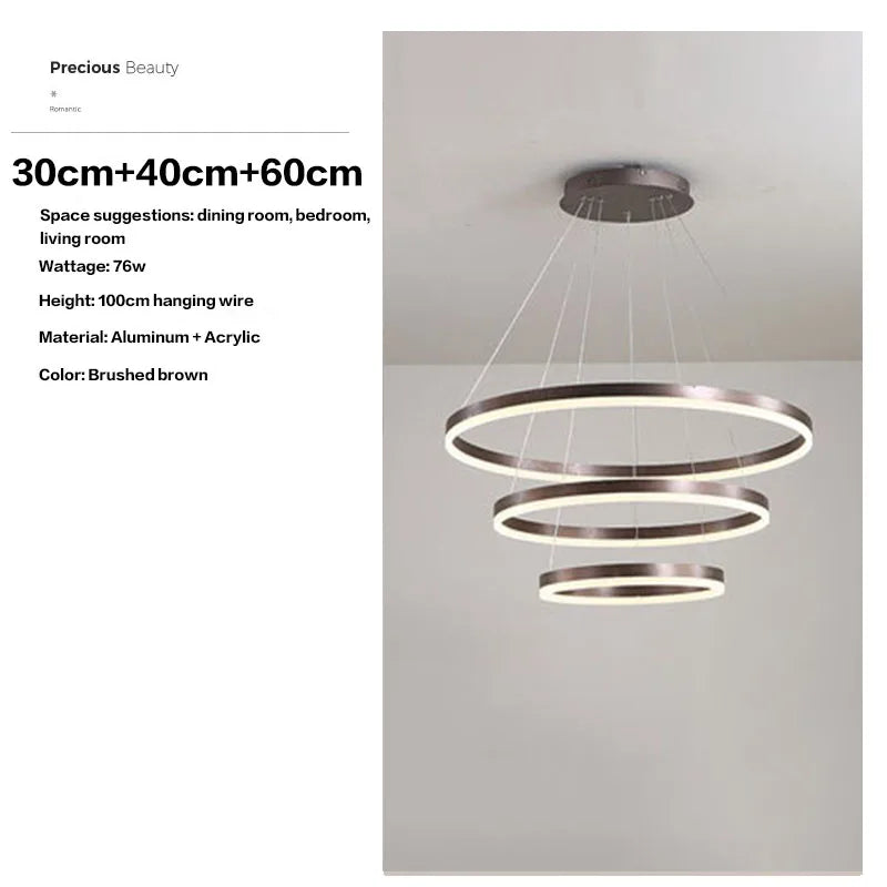 Axyaa Black LED Ring Chandelier Ceiling Light, Modern Circular Pendant for Kitchen, Living, and Dining Rooms.