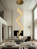 Axyaa Marble Chandeliers: Led Dimmable for Circular Staircase, Villa Decor & Home Luxury