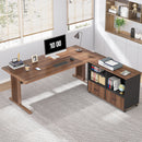 Axyaa 63" L-Shaped Executive Desk with File Storage Cabinet for Home Office