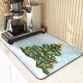 Axyaa Christmas Tree Printed Kitchen Drying Mat