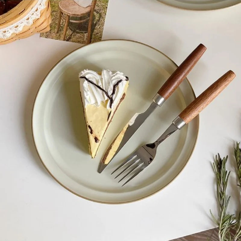 Axyaa Stainless Steel Cutlery Set with Wooden Handles