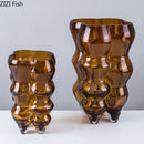 Axyaa Brown Glass Vase Hydroponics Modern Design Floral Decor Vase