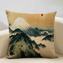 Axyaa Japanese Landscape Ukiyo Style Cushion Cover 45x45cm Art Decor Linen Pillow Case