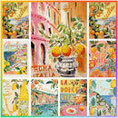 Axyaa Lemon Santorini Travel Canvas Print Fruit Wall Art for Modern Home Decor