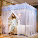 Axyaa Embroidery Lace Pleated Bed Net Canopy: Romantic Queen Double Bed Net, Stainless Steel Bracket Excluded