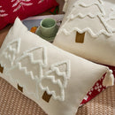 Axyaa Christmas Tree Linen Throw Pillow Cover Winter Farmhouse Home Decor