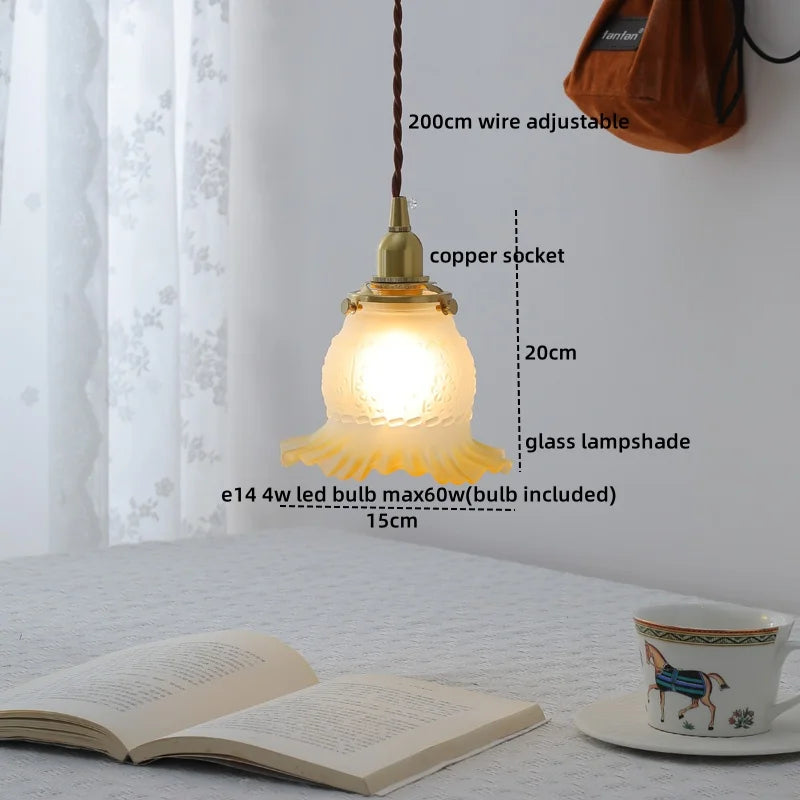 Axyaa Clear Glass LED Pendant Chandelier - Modern Copper Hanging Lamp for Home Decor
