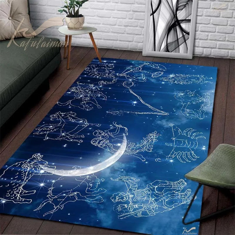 Axyaa Black Constellation Rug Set: Living Room, Bedroom, Bathroom Décor & Gift