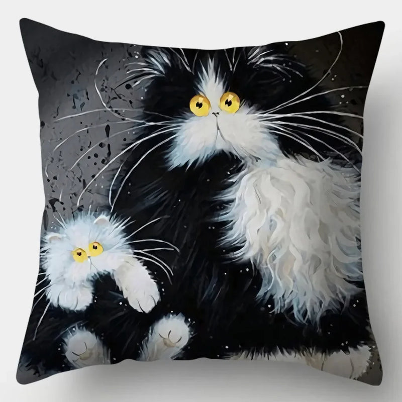 Watercolor Cat Pillowcase by Axyaa - 45cmX45cm Square Sofa Pillow - Loving Cat Design