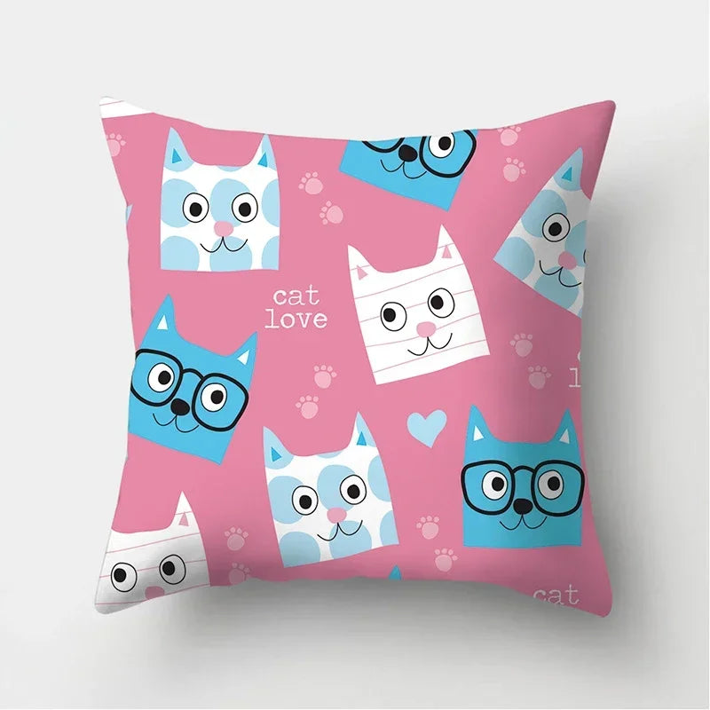 Black Cat Pattern Pillowcase for Sofa Decor Axyaa Brand