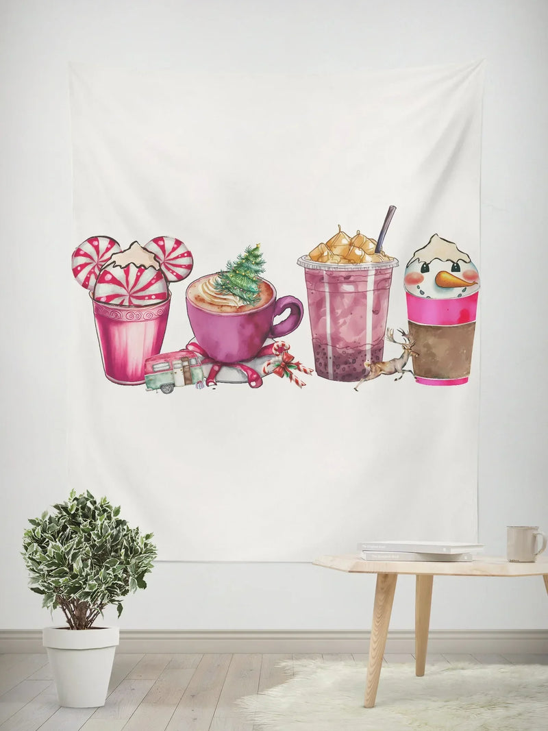 Axyaa Christmas Party Dwarf Tree Tapestry Background for Home Decor