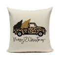 Axyaa Christmas Pickup Trucks Linen Cushion Covers 45x45 for Modern Home Decor