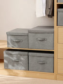 Axyaa Cotton Linen Storage Box with Lid: Large Capacity Organizer for Clothes, Toys, Socks