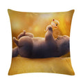 Axyaa Cartoon Cat Linen Pillow Cover for Leisure Sofa Chair Decor 45*45cm