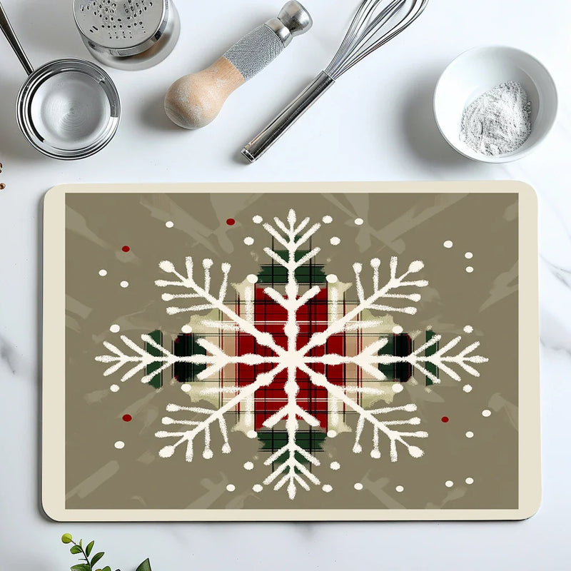 Axyaa Christmas Dish Drying Mat Non-slip Kitchen Counter Pad Heat Resistant Placemat