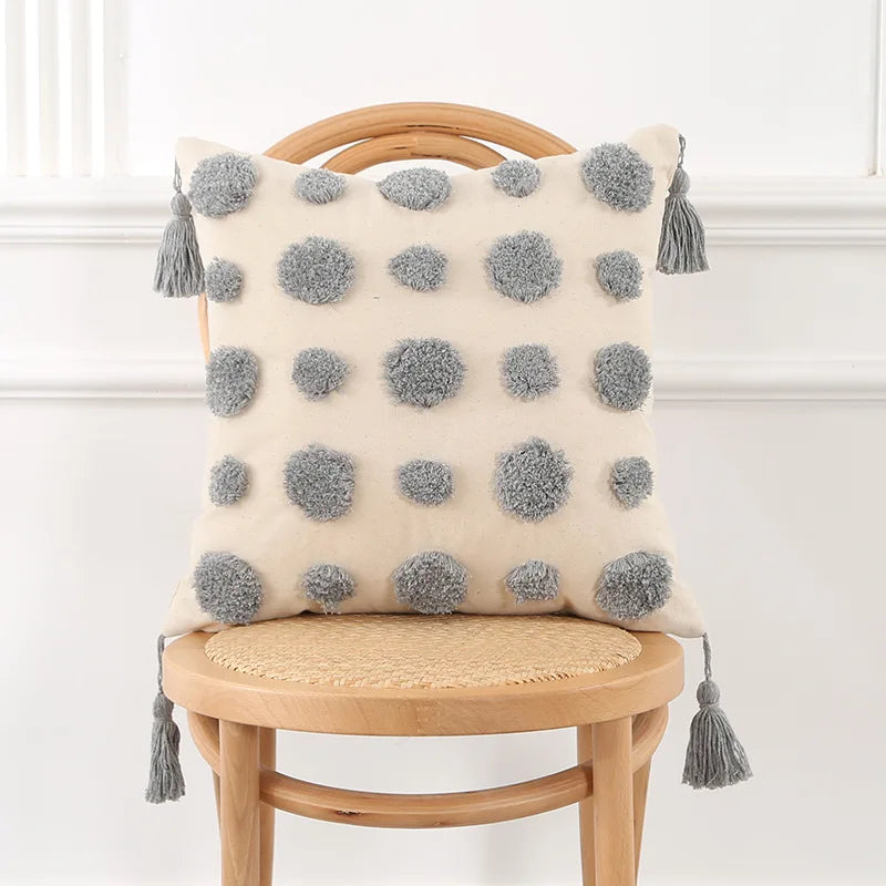 Axyaa Bohemian Tufted Nordic Pillow Cover for Home Decor 45x45 - Living Room, Sofa, Car