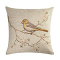 Axyaa Vintage Bird Pattern Cotton Linen Throw Pillow Cover for Sofa