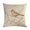 Axyaa Vintage Bird Pattern Cotton Linen Throw Pillow Cover for Sofa