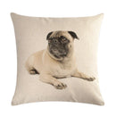 Axyaa Pug Pet Dog Pattern Cotton Linen Throw Pillow Cover for Home Decor