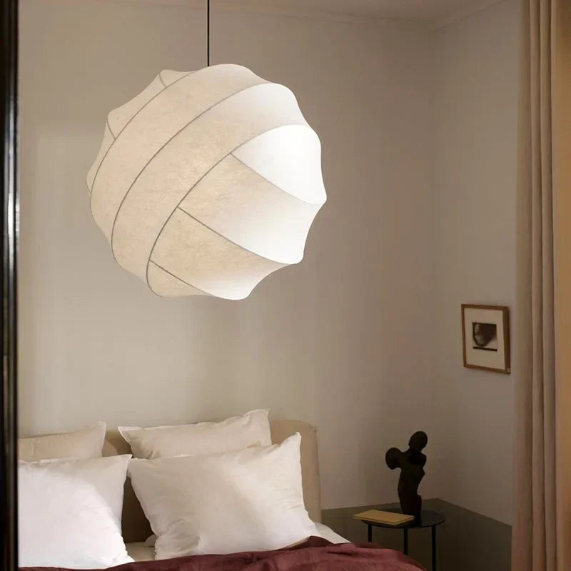 Axyaa Silk Fabric LED Pendant Chandelier, Nordic Modern Design