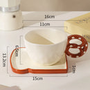 Axyaa Ceramic Bread Coffee Mug Set with Saucer - Big Easy Drinking Cups