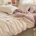 Axyaa French Lace Double Four-Piece Bedding Set with Wrinkled Yarn - 3-Piece Optional