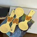 Axyaa Kawaii Bear Ceramic Soup Spoon For Kids, Hand Painted Cartoon Design