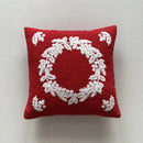 Axyaa Christmas Tree Snowflake Cushion Cover in Green and Red, Embroidered 45x45cm Square Pillowcase