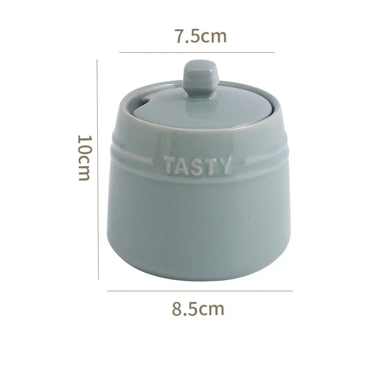 Axyaa Ceramic Condiment Jar Set with Lid, Spoon, Sugar Bowl, Salt Jars