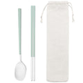 Axyaa Pink Handle Cutlery Set with Storage Bag - Stainless Steel Dinnerware