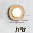 Axyaa Vintage Wabi Sabi LED Wall Lamp Yellow Travertine Pull Chain Switch