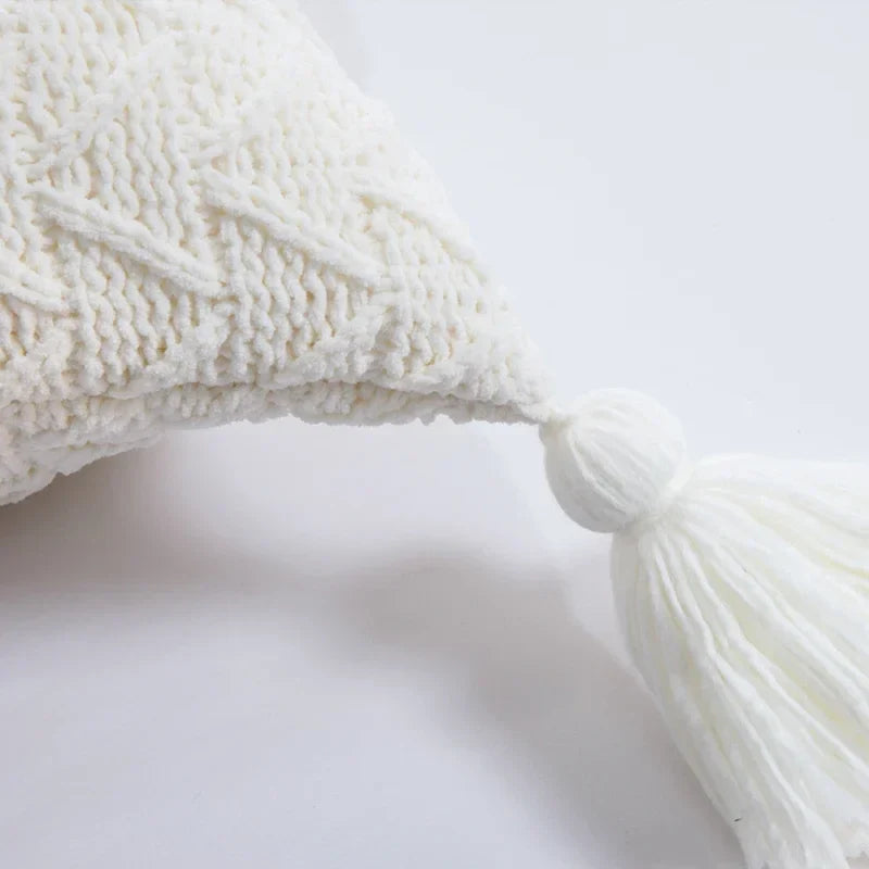 Axyaa Soft Knit Cushion Cover 45x45cm Solid Pillow Case with Tassels