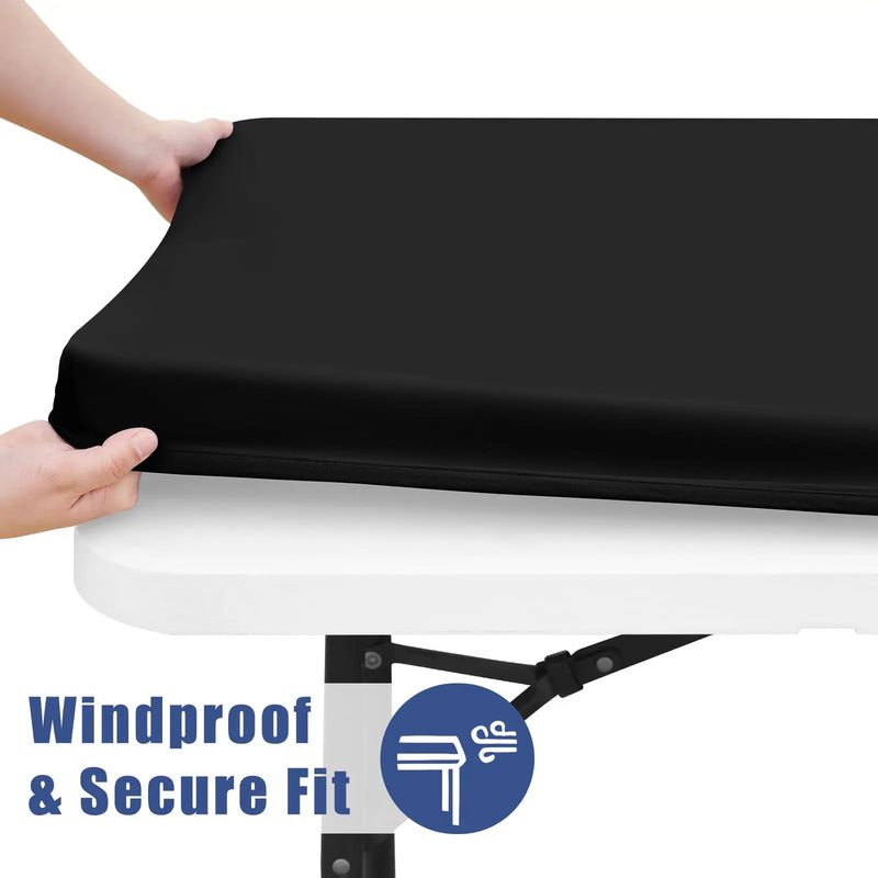 Axyaa Stretch Washable Patio Table Cover Waterproof Outdoor Tablecloth