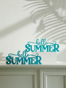 Axyaa Hello Summer Wooden Sign Decor - Blue Rustic Tabletop Ornament for Home