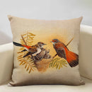 Axyaa Bird Parrot Sofa Cushion Cover 45x45cm Linen Pillowcase for Home & Hospitality