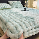 Axyaa Thickened Rabbit Plush Mattress Cover, Winter Warm Single Piece Plush Sheet