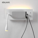 Axya USB Fast Charging Bedside Wall Lamp with Spotlight and Phone Bracket