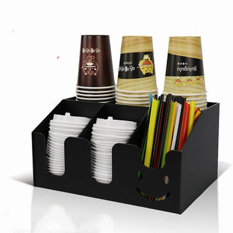 Axya Black Acrylic Cup Holder with Straw Storage Stand