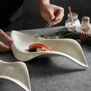 Axyaa Leafy Ceramic Salad Sashimi Cold Dish Plate Set