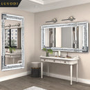 Axyaa Sparkly Silver Crushed Diamond Wall Mirror Crystal for Vanity and Dressing