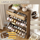 Axyaa Rattan Shoe Cabinet: 2 Flip-Top Drawers, 2 Extra Drawers, Compact Entrance Organizer